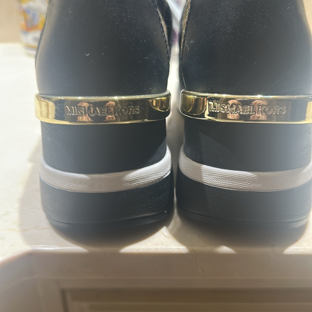 Michael Kors Black and Metallic Glitter Slip-On Loafers - Picture 3 of 6